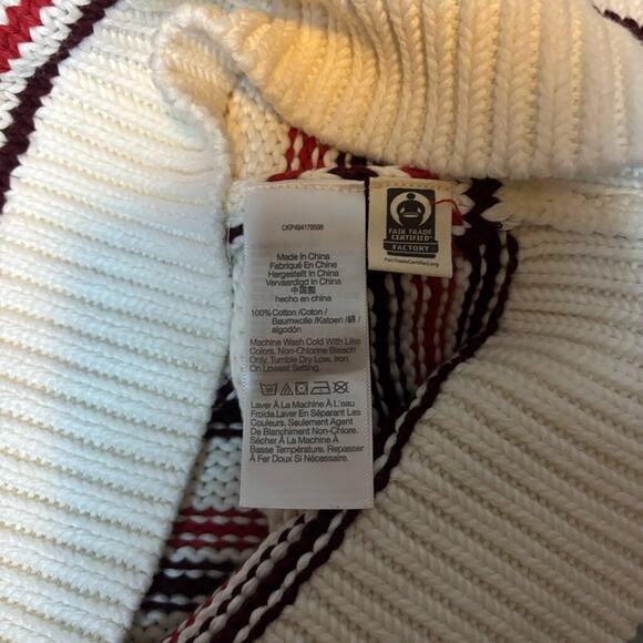Madewell Striped Cotton Turtleneck Sweater XXS Cream Red NWOT - Picture 8 of 9